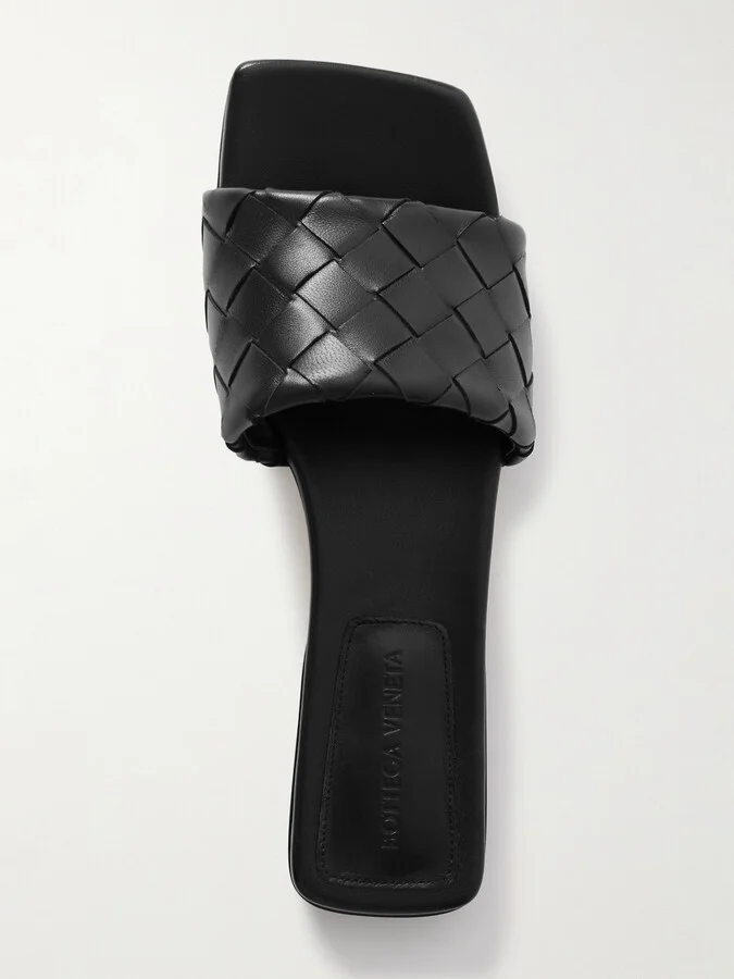 Bottega Veneta - Riva Intrecciato Leather Slides - Black - Image 5