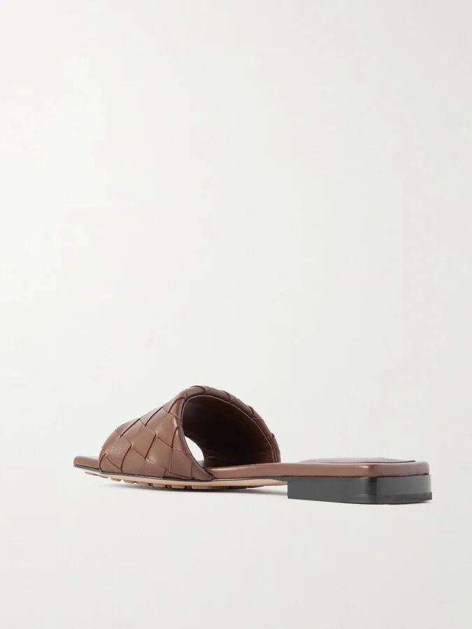 Bottega Veneta - Riva Intrecciato Leather Slides - Brown - Image 3