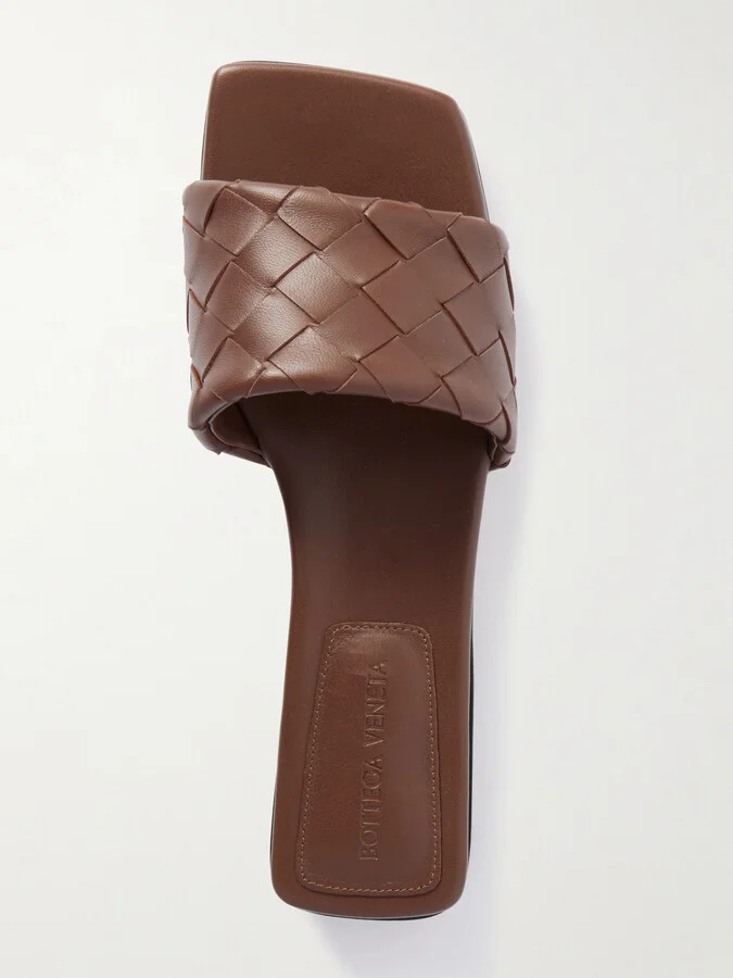 Bottega Veneta - Riva Intrecciato Leather Slides - Brown - Image 5