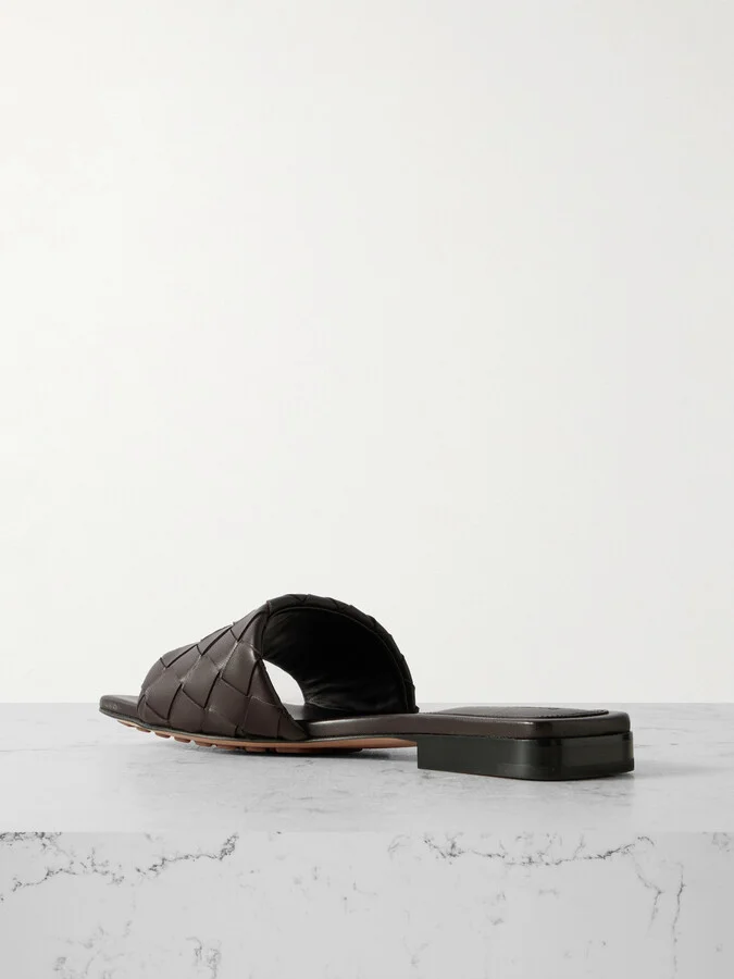Bottega Veneta - Riva Intrecciato Leather Slides - Brown - Image 3