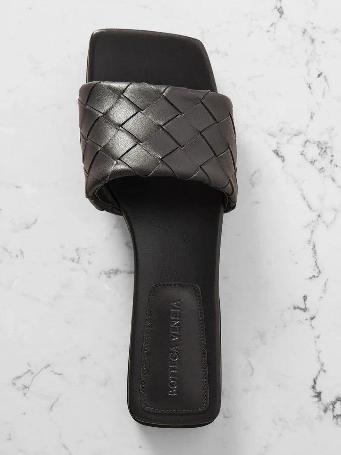 Bottega Veneta - Riva Intrecciato Leather Slides - Brown - Image 5