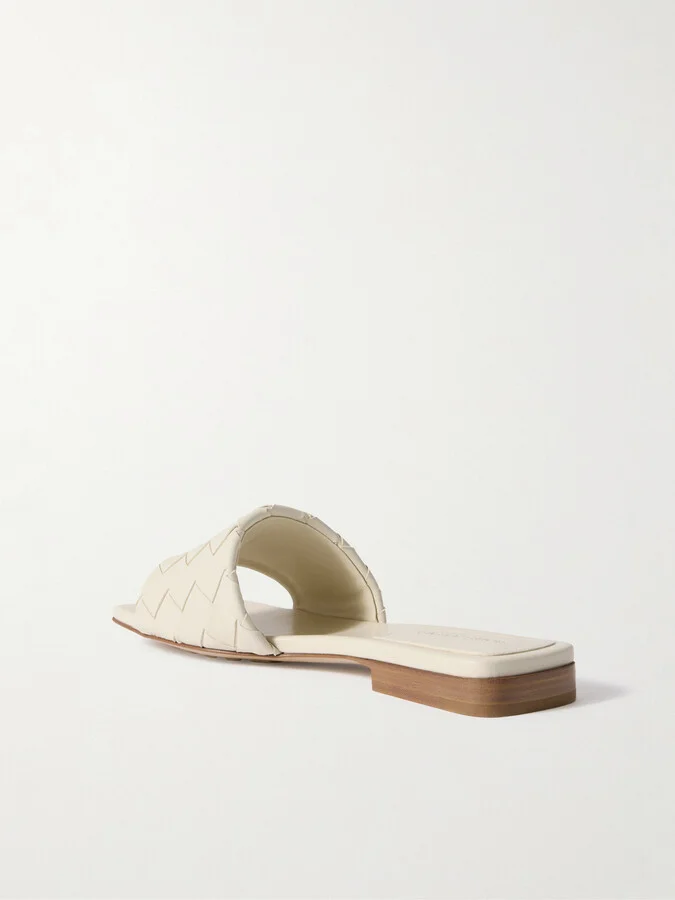 Bottega Veneta - Riva Intrecciato Leather Slides - Off-white - Image 3
