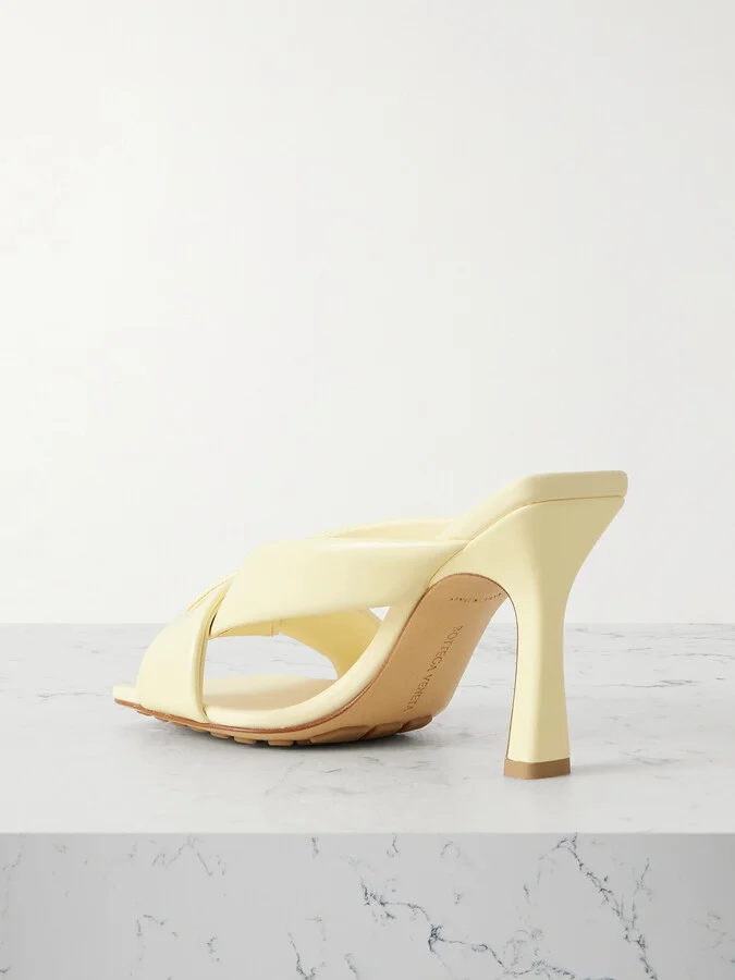 Bottega Veneta - Riva Padded Glossed-leather Mules - Yellow - Image 3