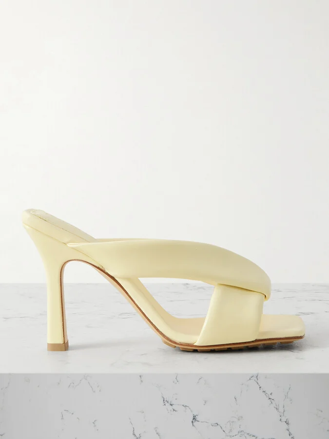 Bottega Veneta - Riva Padded Glossed-leather Mules - Yellow
