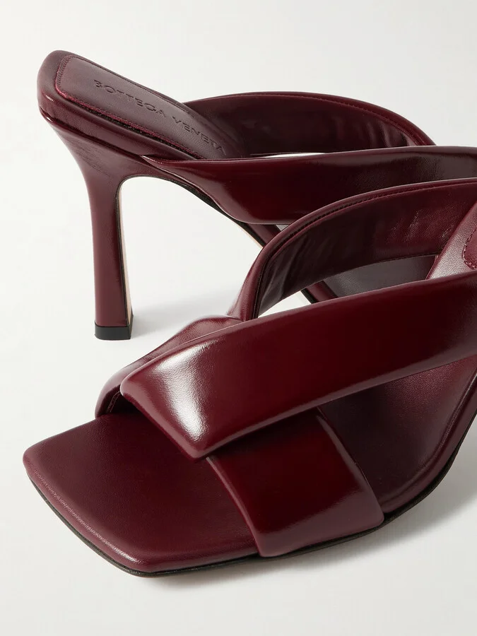 Bottega Veneta - Riva Padded Leather Mules - Burgundy - Image 4