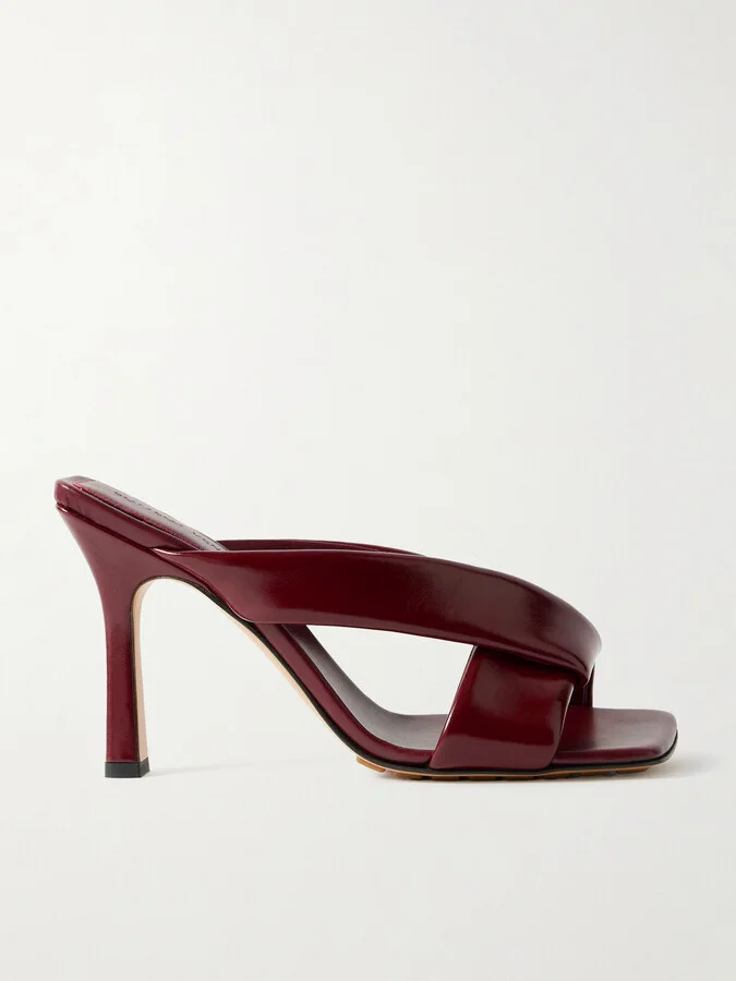 Bottega Veneta - Riva Padded Leather Mules - Burgundy