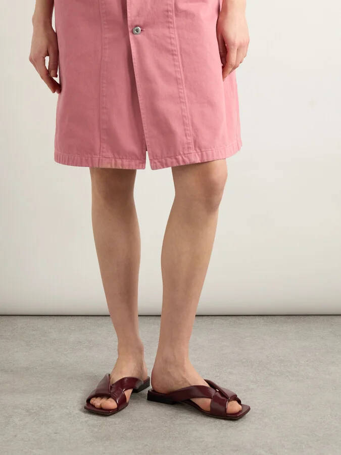 Bottega Veneta - Riva Padded Leather Sandals - Burgundy - Image 2