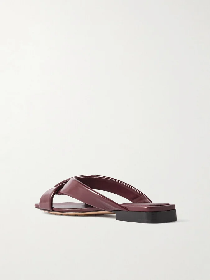 Bottega Veneta - Riva Padded Leather Sandals - Burgundy - Image 3