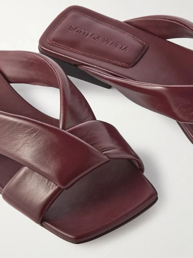 Bottega Veneta - Riva Padded Leather Sandals - Burgundy - Image 4