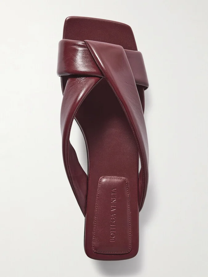 Bottega Veneta - Riva Padded Leather Sandals - Burgundy - Image 5