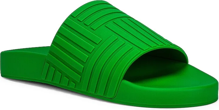 Bottega Veneta Rubber Carpet Slides in Green - Image 2