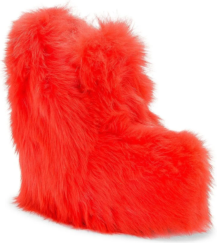 Bottega Veneta Shearling Wedge Pumps in Tangerine - Image 2