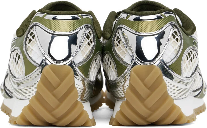 Bottega Veneta Silver & Green Orbit Sneakers - Image 2