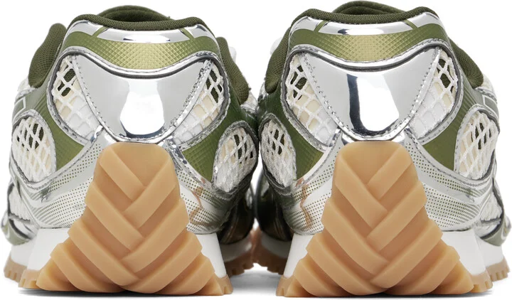 Bottega Veneta Silver & Green Orbit Sneakers - Image 2
