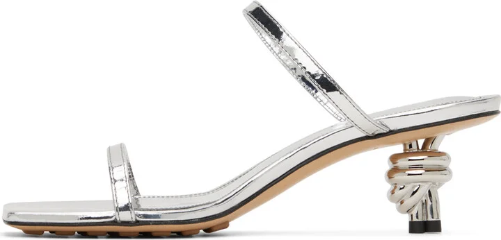 Bottega Veneta Silver Knot Mules - Image 3
