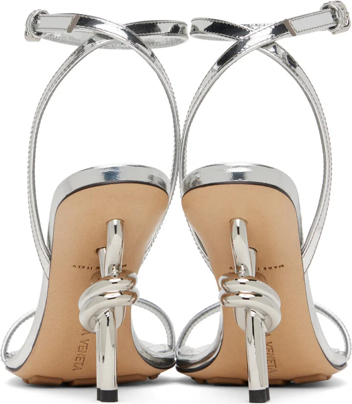 Bottega Veneta Silver Knot Sandals - Image 2
