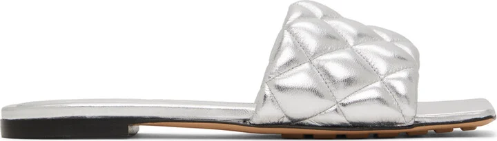 Bottega Veneta Silver Padded Flat Sandals