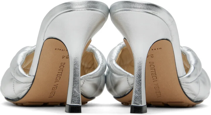 Bottega Veneta Silver Padded Heeled Sandals - Image 2