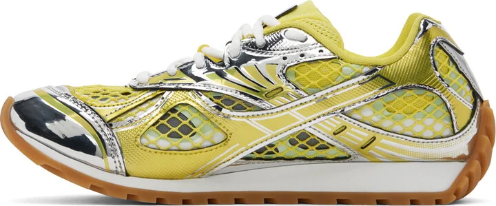Bottega Veneta Silver & Yellow Orbit Sneakers - Image 3