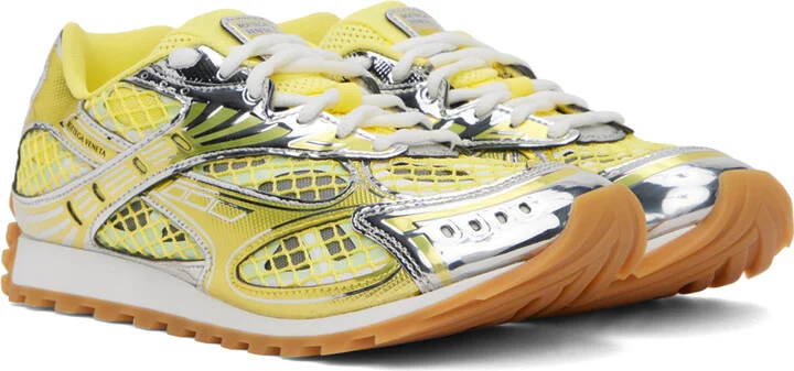 Bottega Veneta Silver & Yellow Orbit Sneakers - Image 4