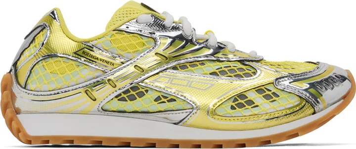 Bottega Veneta Silver & Yellow Orbit Sneakers