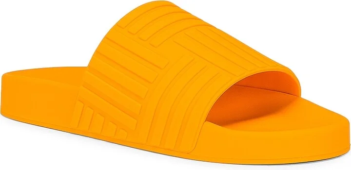 Bottega Veneta Slider Intreccio Slide Sandals in Tangerine - Image 2