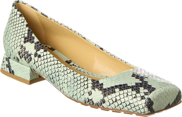 Bottega Veneta Snake-Embossed Leather Pump