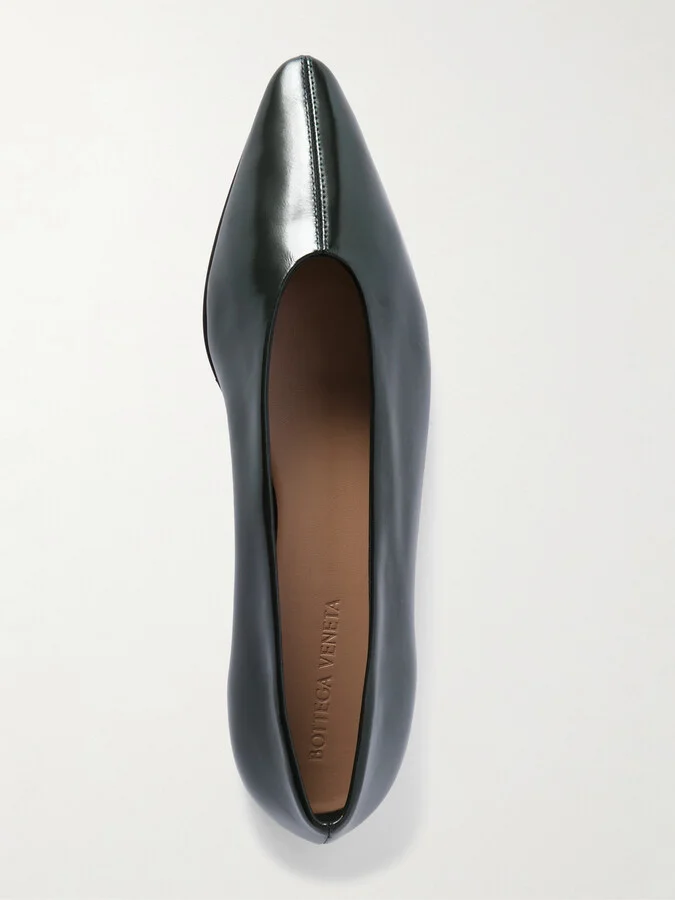 Bottega Veneta - Sofia Glossed-leather Point-toe Ballet Flats - Black - Image 5