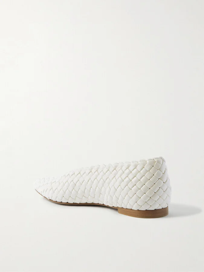 Bottega Veneta - Sofia Intrecciato Leather Point-toe Flat - White - Image 3