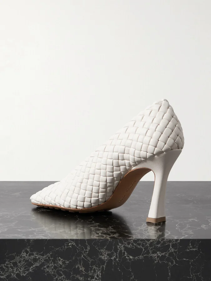 Bottega Veneta - Sofia Intrecciato Leather Pumps - White - Image 3