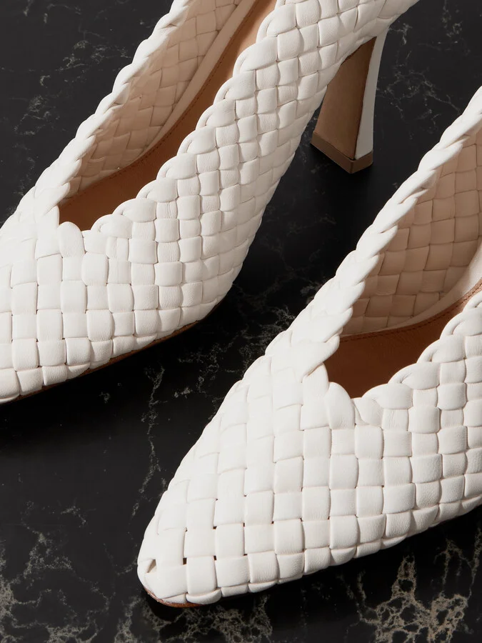 Bottega Veneta - Sofia Intrecciato Leather Pumps - White - Image 4