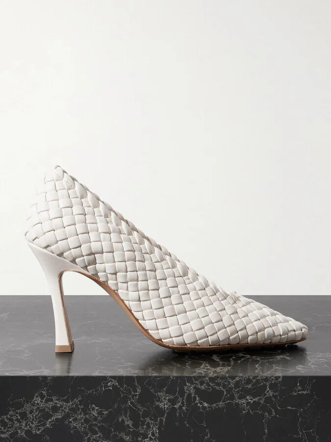 Bottega Veneta - Sofia Intrecciato Leather Pumps - White