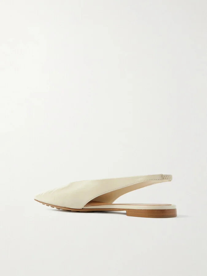 Bottega Veneta - Sofia Leather Slingback Point-toe Flats - Cream - Image 3