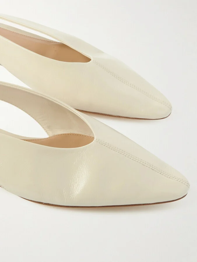 Bottega Veneta - Sofia Leather Slingback Point-toe Flats - Cream - Image 4