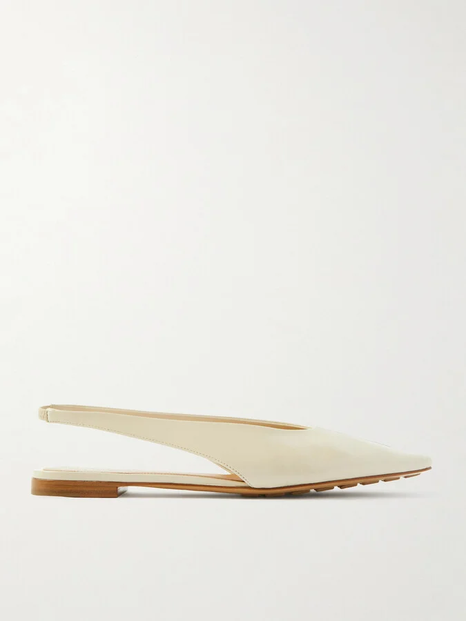 Bottega Veneta - Sofia Leather Slingback Point-toe Flats - Cream