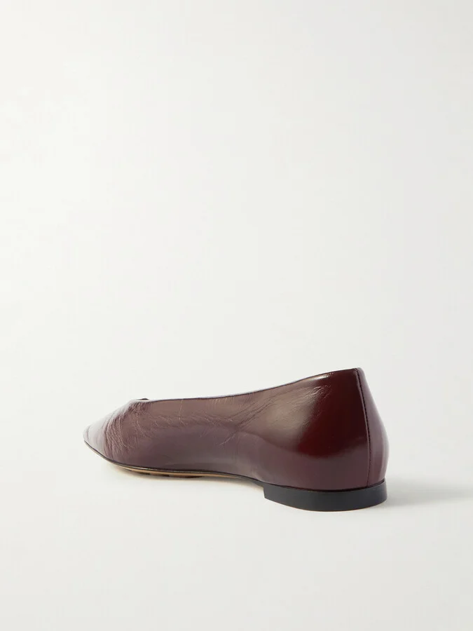 Bottega Veneta - Sofia Patent-leather Point-toe Ballet Flats - Burgundy - Image 3