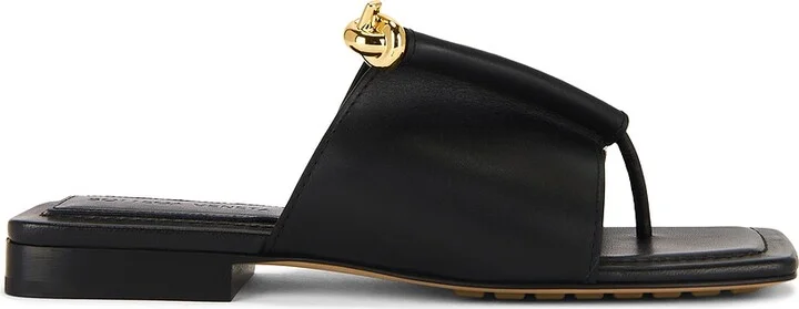 Bottega Veneta Solstice Flat Sandal in Black