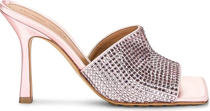Bottega Veneta Sparkle Stretch Mule Sandals in Pink