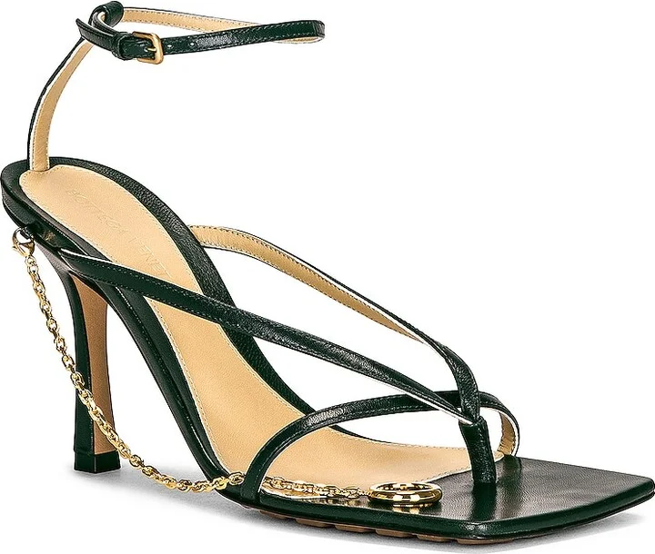 Bottega Veneta Stretch Ankle Strap Sandals in Dark Green - Image 2