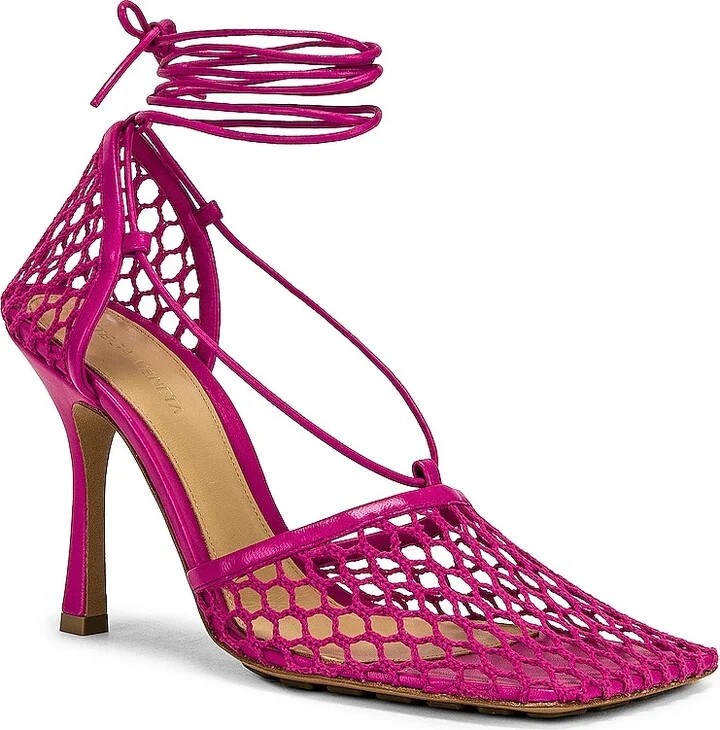 Bottega Veneta Stretch Ankle Strap Sandals in Fuchsia - Image 2