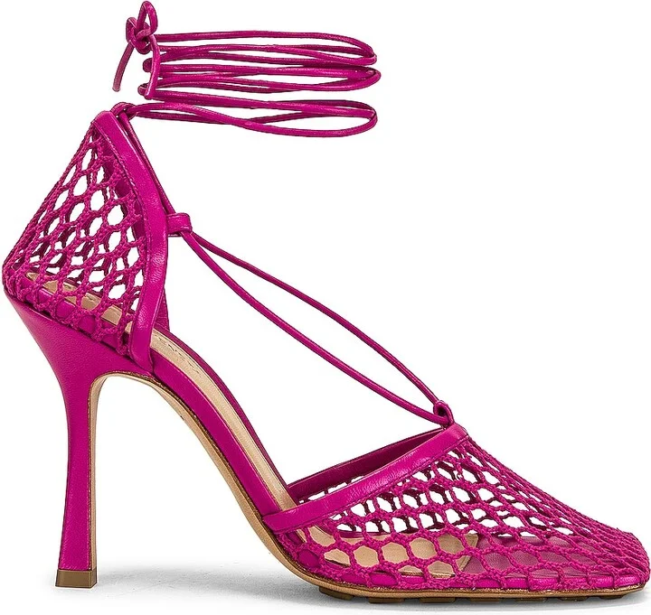 Bottega Veneta Stretch Ankle Strap Sandals in Fuchsia