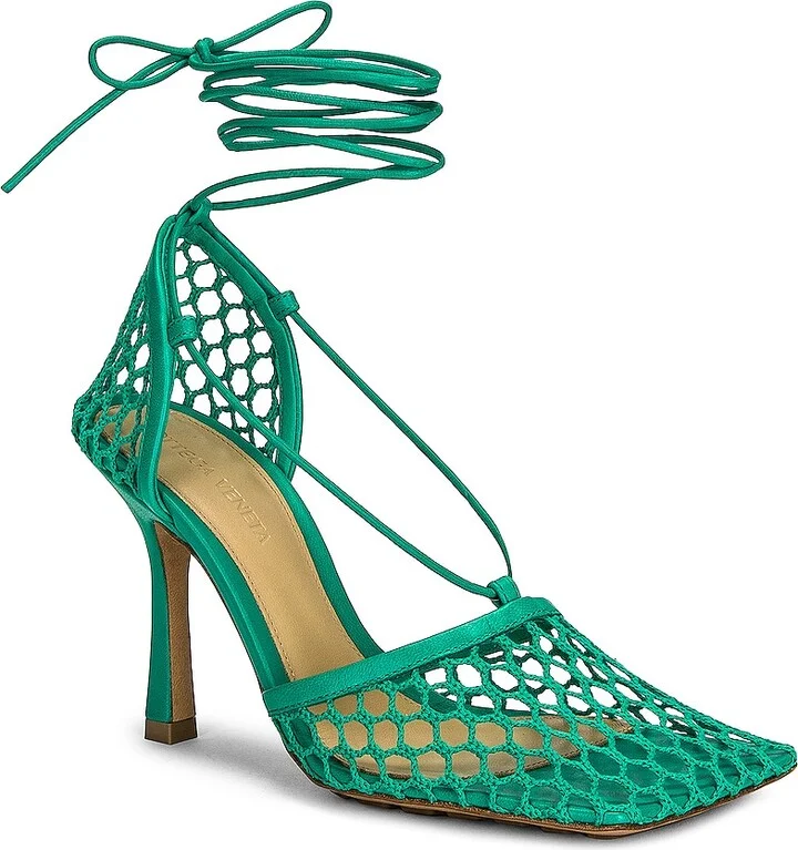 Bottega Veneta Stretch Ankle Strap Sandals in Teal - Image 2