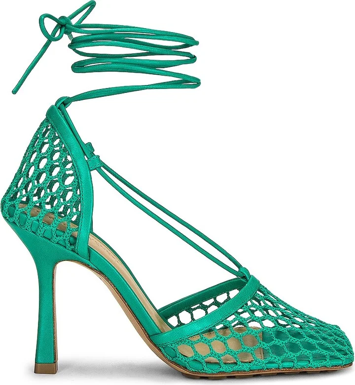 Bottega Veneta Stretch Ankle Strap Sandals in Teal