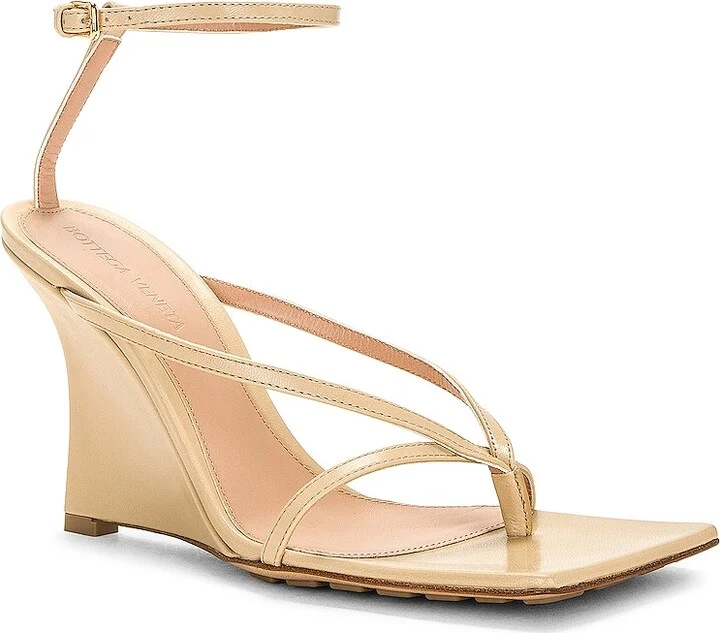 Bottega Veneta Stretch Ankle Strap Wedge Sandal in Beige - Image 2