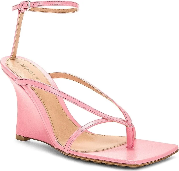 Bottega Veneta Stretch Ankle Strap Wedge Sandal in Pink - Image 2