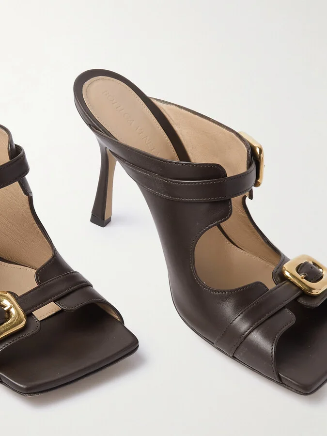 Bottega Veneta - Stretch Buckle Leather Sandals - Brown - Image 4