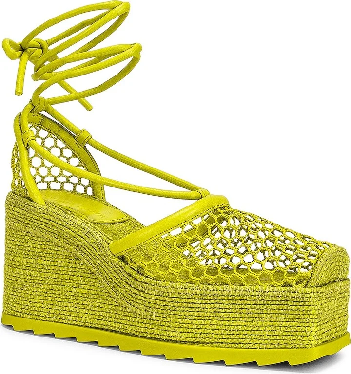 Bottega Veneta Stretch Lace Up Espadrilles in Green - Image 2