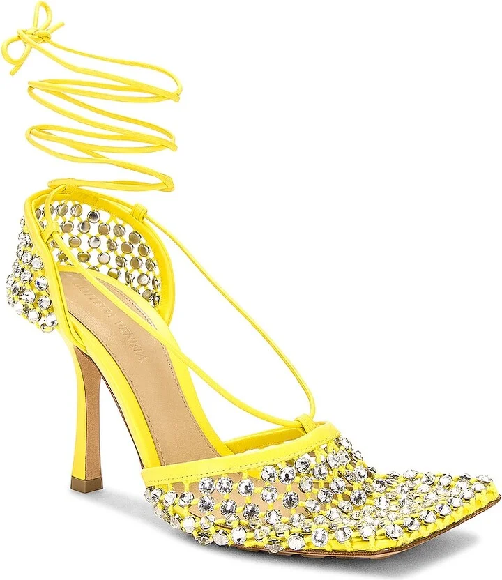 Bottega Veneta Stretch Lace Up Sandal in Yellow - Image 2