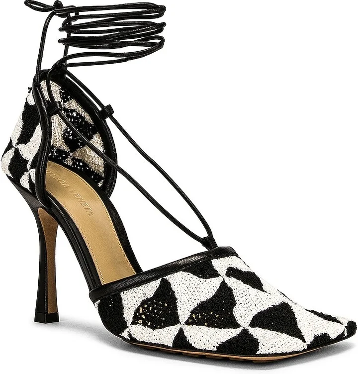 Bottega Veneta Stretch Lace Up Sandals in Black - Image 2