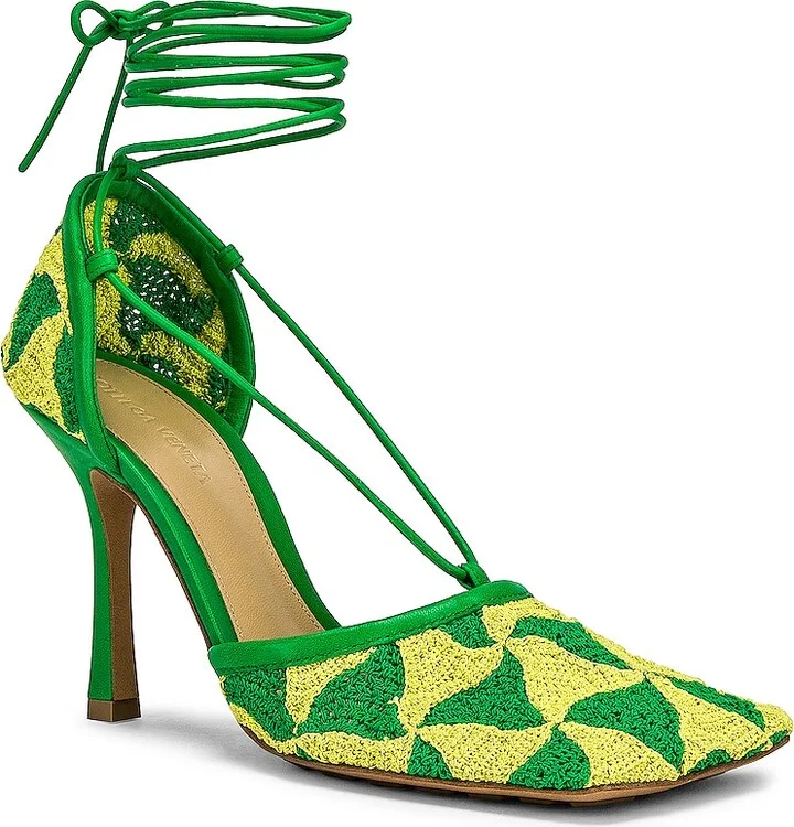 Bottega Veneta Stretch Lace Up Sandals in Green - Image 2